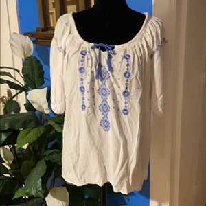 Grand & Greene rayon peasant blouse embroidered